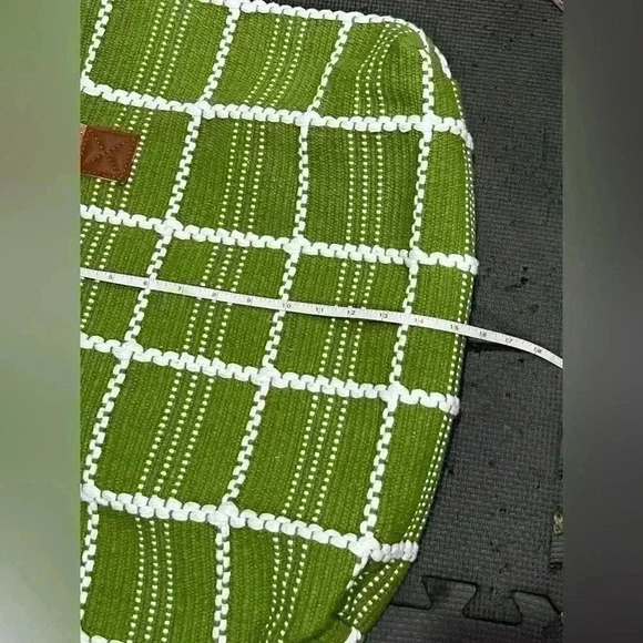 Women’s Large Shoulder Boho Style Tote Bag, Green/White - Picture 7 of 7